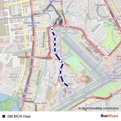 SM MOA Naia bus Line Map