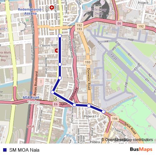 SM MOA Naia bus Line Map