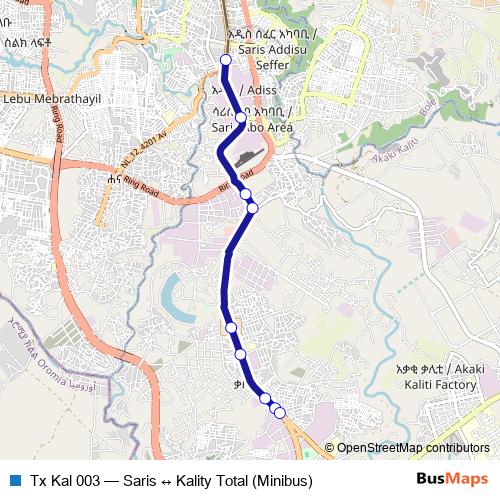 Tx Kal 003 bus Line Map