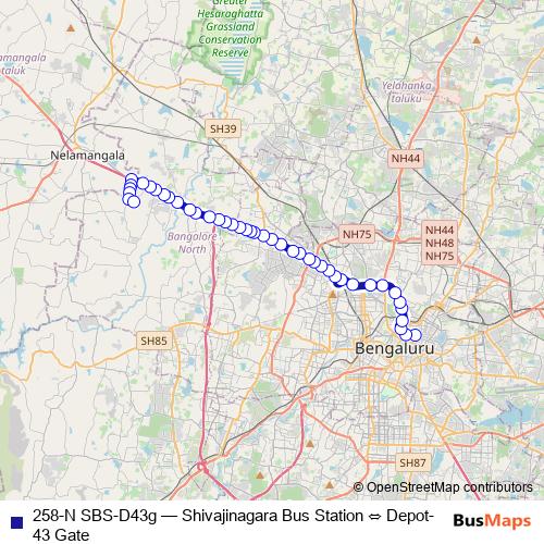 258-N SBS-D43g bus Line Map
