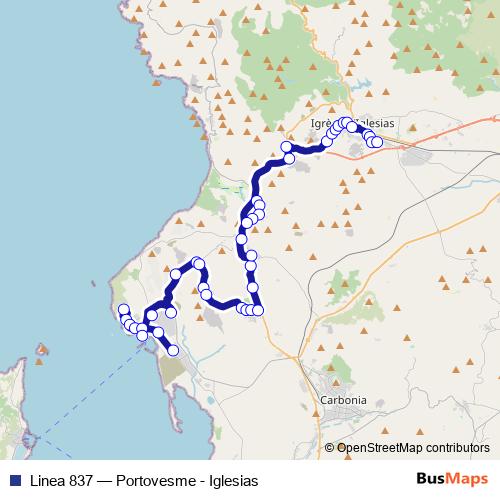 Linea 837 bus Line Map
