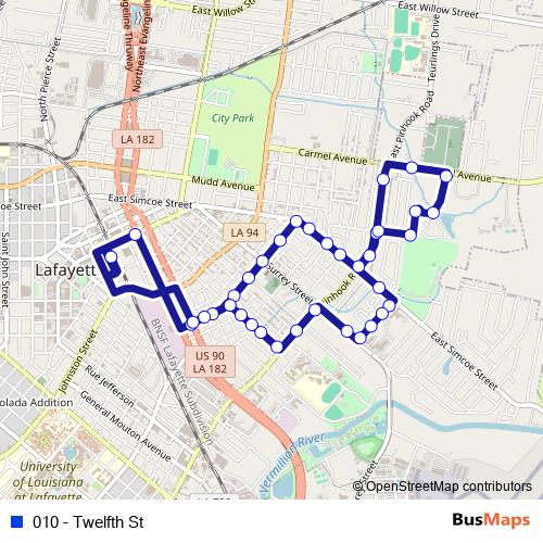 010 - Twelfth St bus Line Map