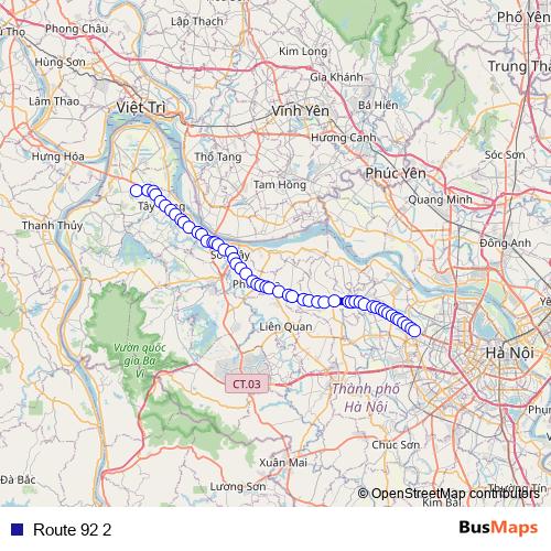 Route 92 2 bus Line Map