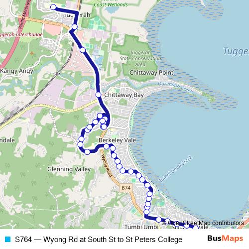 S764 bus Line Map