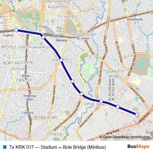 Tx KRK 017 bus Line Map
