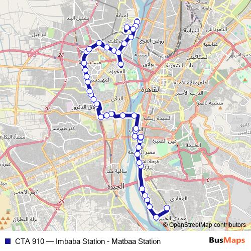 CTA 910 bus Line Map