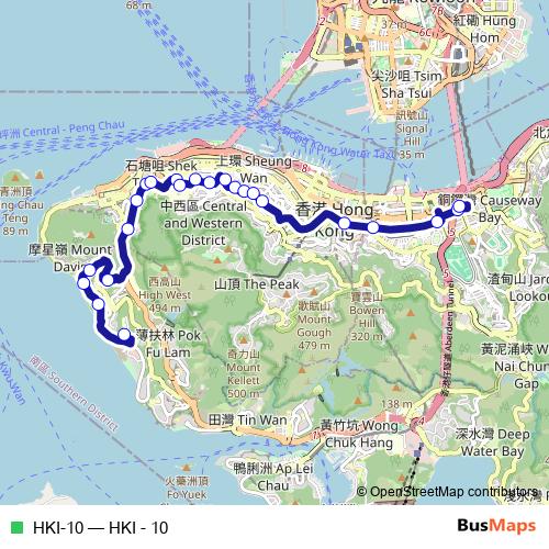 HKI-10 bus Line Map