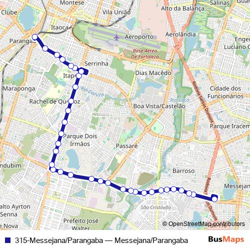 315-Messejana/Parangaba bus Line Map