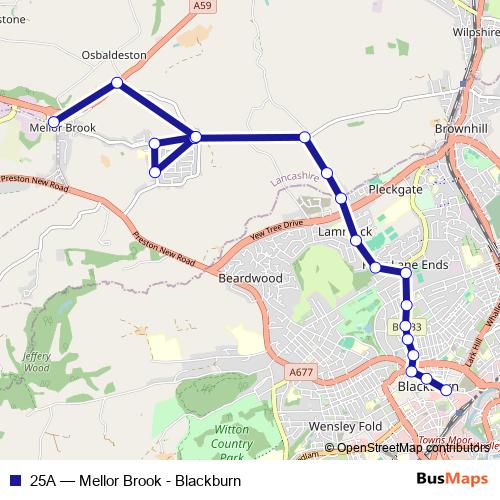 25A bus Line Map