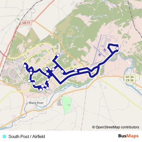 South Post / Airfield bus Line Map