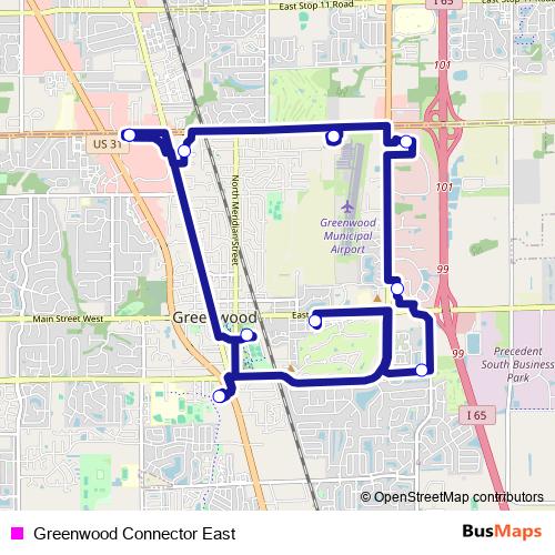 Greenwood Connector East bus Line Map