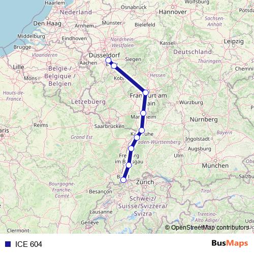ICE 604 rail Line Map