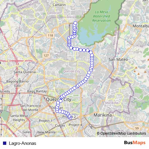 Lagro-Anonas bus Line Map
