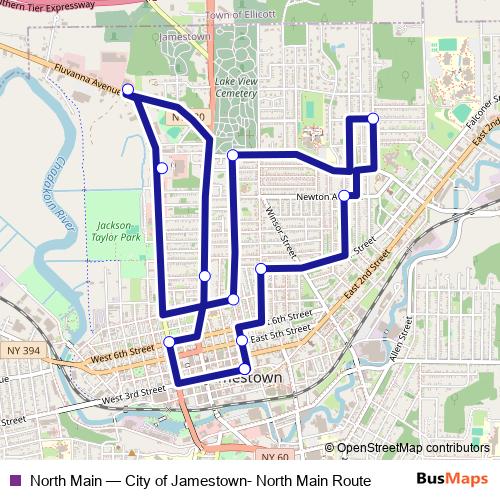 North Main bus Line Map