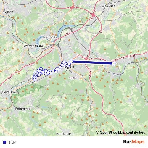 E34 bus Line Map
