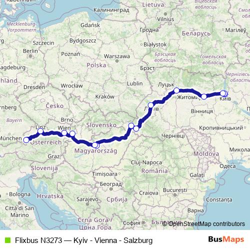 Flixbus N3273 bus Line Map