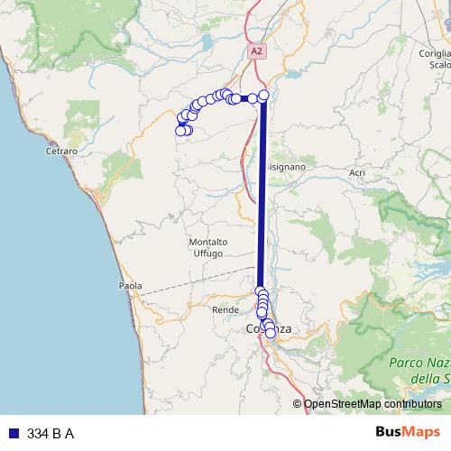 334 B A bus Line Map