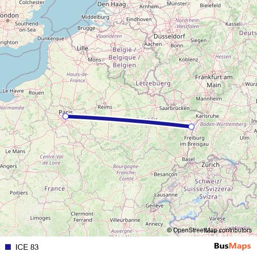 ICE 83 rail Line Map