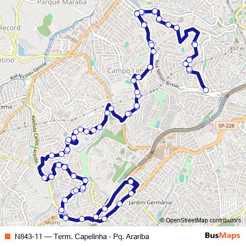 N843-11 bus Line Map