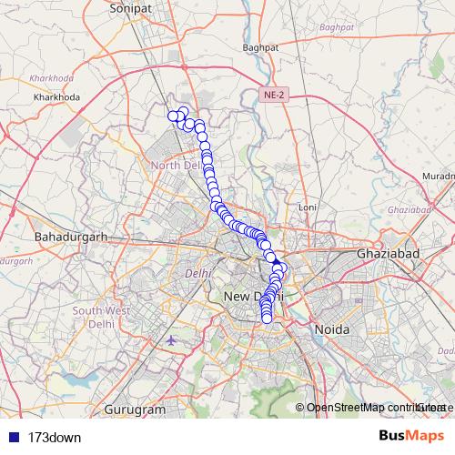173down bus Line Map