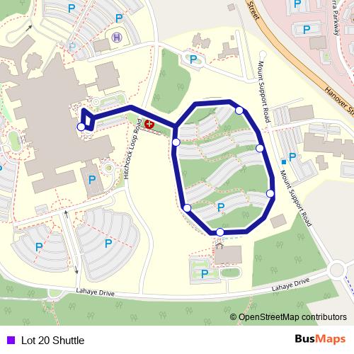 Lot 20 Shuttle bus Line Map