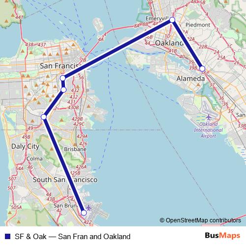 SF & Oak bus Line Map
