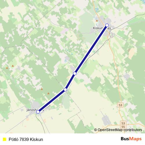 Pótló 7839 Kiskun bus Line Map