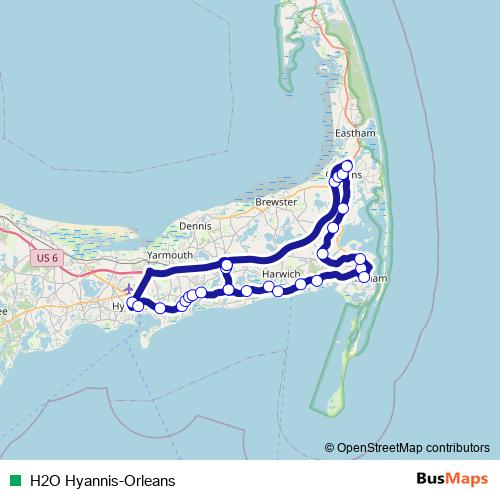 H2O Hyannis-Orleans bus Line Map