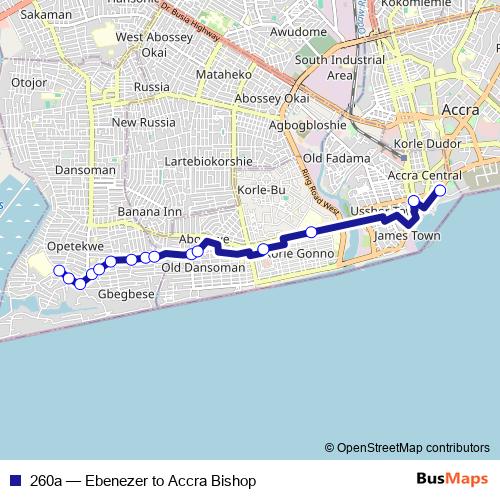 260a bus Line Map