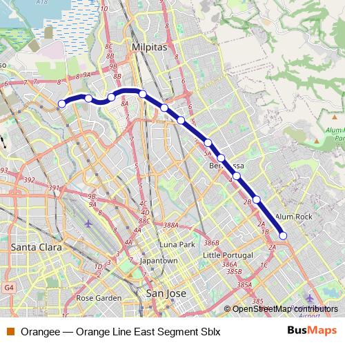 Orangee tram Line Map