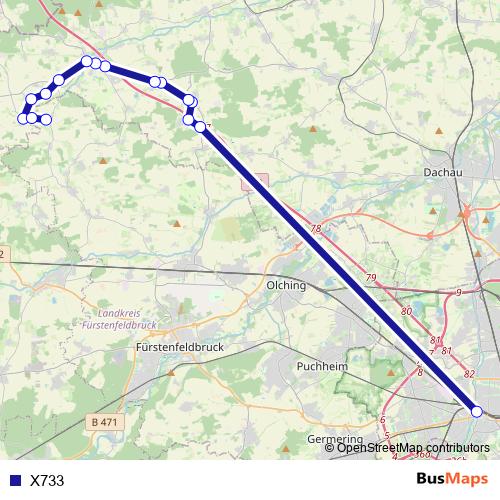 X733 bus Line Map