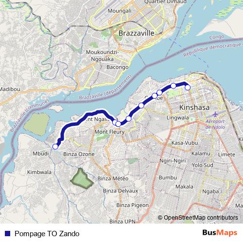 Pompage TO Zando bus Line Map