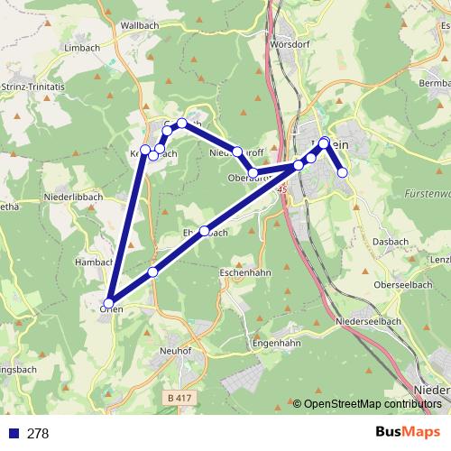 278 bus Line Map