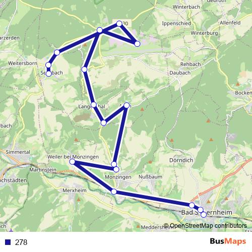 278 bus Line Map