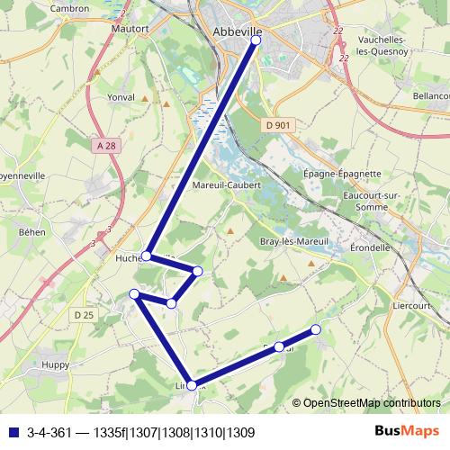 3-4-361 bus Line Map