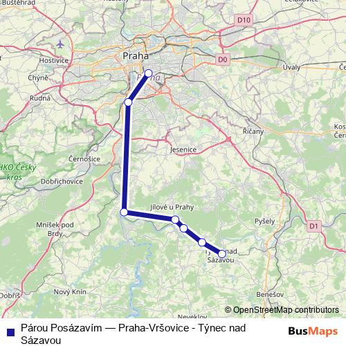Párou Posázavím rail Line Map