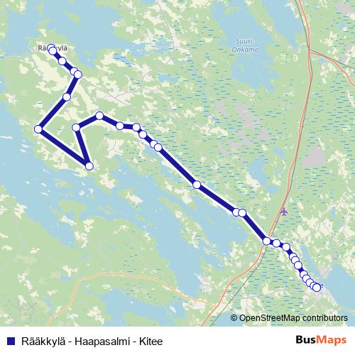 Rääkkylä - Haapasalmi - Kitee bus Line Map