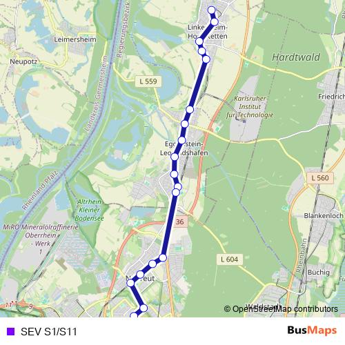 SEV S1/S11 bus Line Map