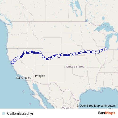 California Zephyr rail Line Map