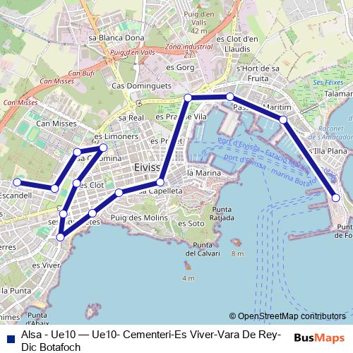 Alsa - Ue10 bus Line Map