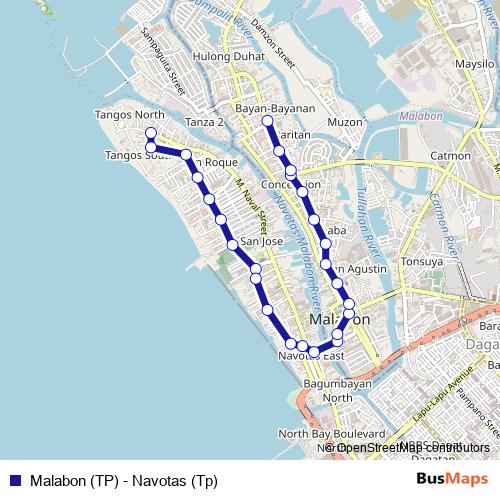 Malabon (TP) - Navotas (Tp) bus Line Map