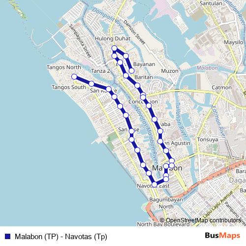 Malabon (TP) - Navotas (Tp) bus Line Map