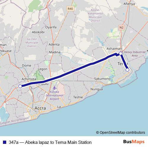 347a bus Line Map
