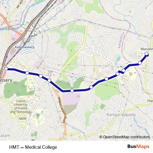 HMT ↔ Medical College bus Line Map