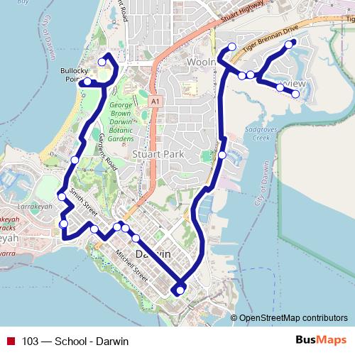 103 bus Line Map