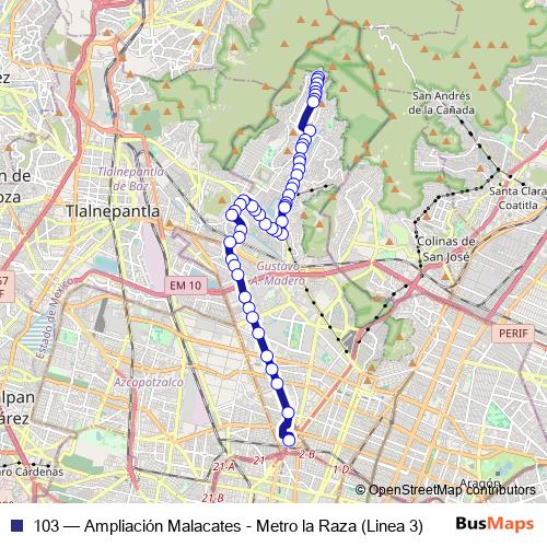 103 bus Line Map