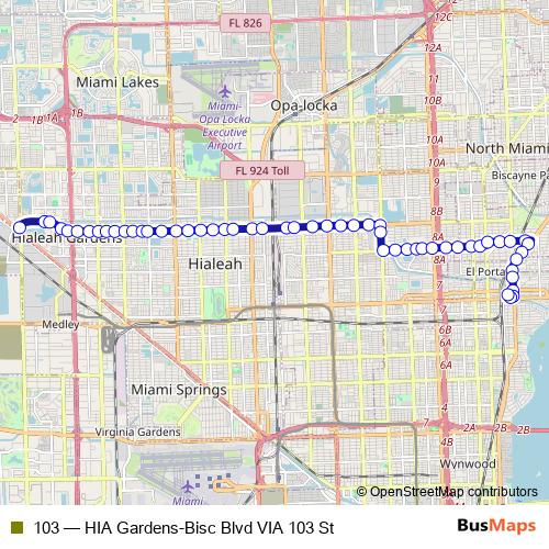 103 bus Line Map