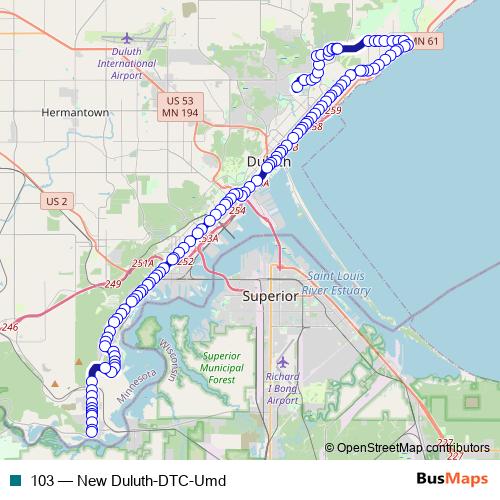 103 bus Line Map