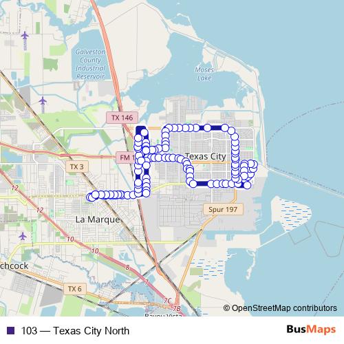 103 bus Line Map
