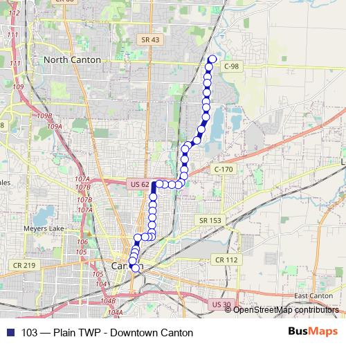 103 bus Line Map